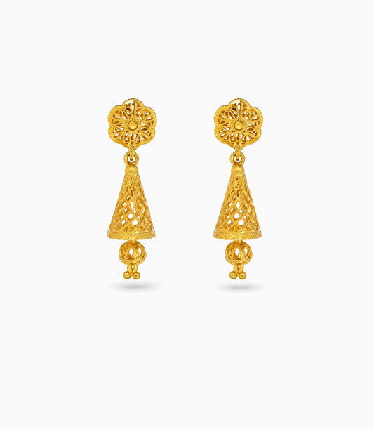 Gold Plated Bloom Traditional Jhumka Earrings