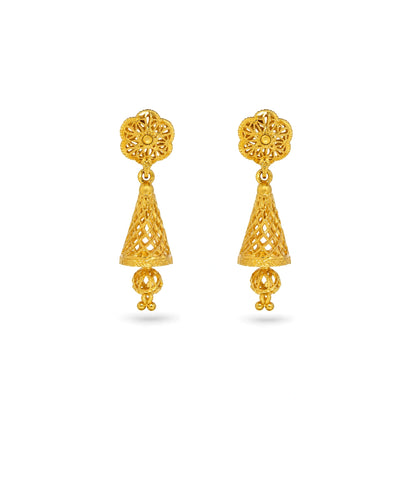 Gold Plated Bloom Traditional Jhumka Earrings