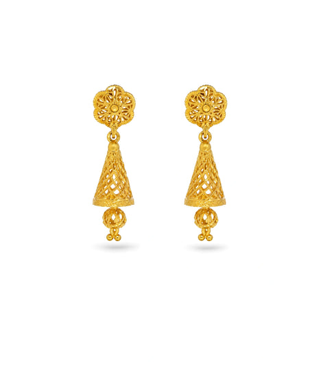 Gold Plated Bloom Traditional Jhumka Earrings