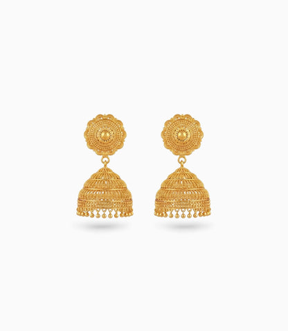 Gold Plated Gentle Traditional Jhumka Earrings