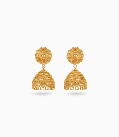 Gold Plated Gentle Traditional Jhumka Earrings