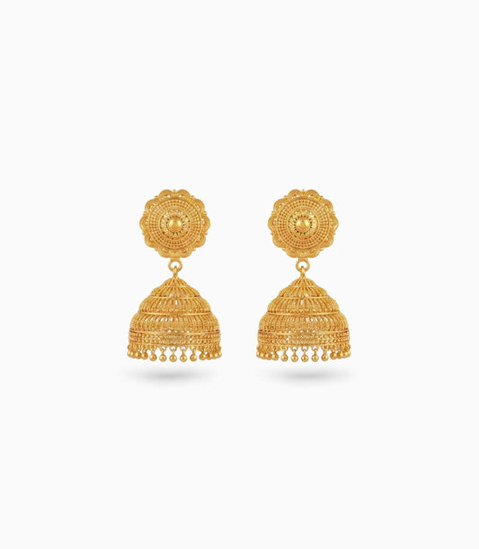 Gold Plated Gentle Traditional Jhumka Earrings