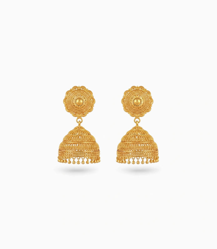Gold Plated Gentle Traditional Jhumka Earrings