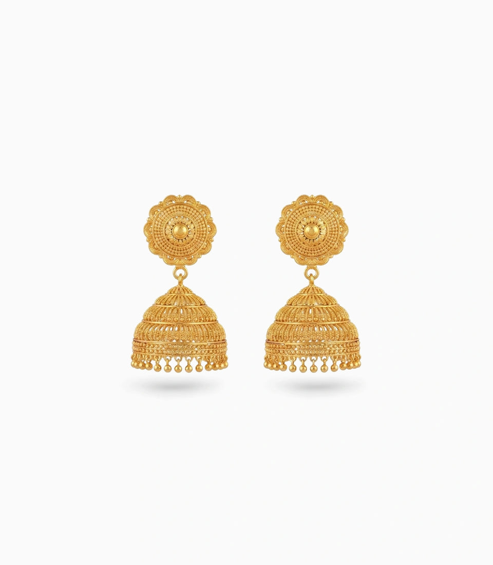 Gold Plated Gentle Traditional Jhumka Earrings