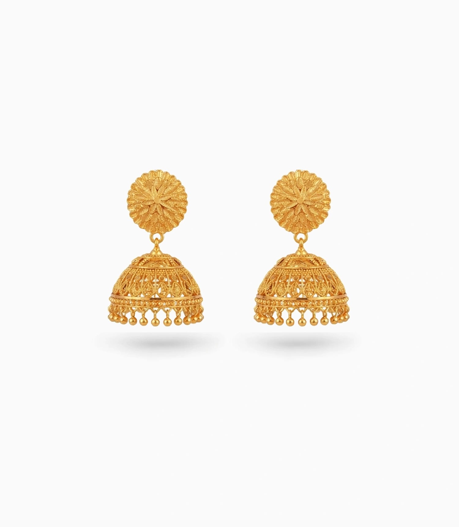 Gold Plated Golden Traditional Jhumka Earrings