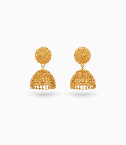Gold Plated Golden Traditional Jhumka Earrings