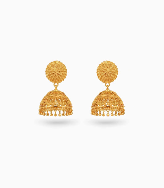 Gold Plated Golden Traditional Jhumka Earrings