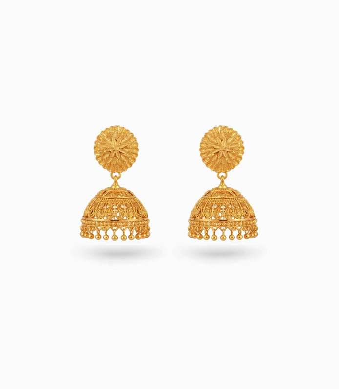 Gold Plated Golden Traditional Jhumka Earrings