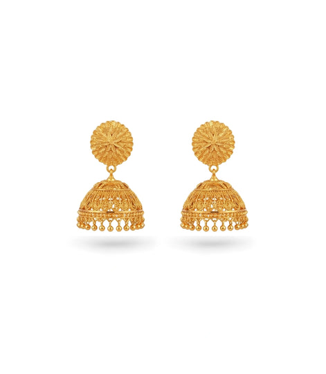 Gold Plated Golden Traditional Jhumka Earrings