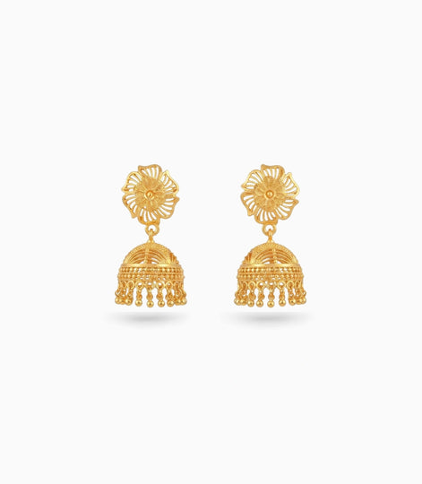 Gold Plated Precious Traditional Jhumka Earrings