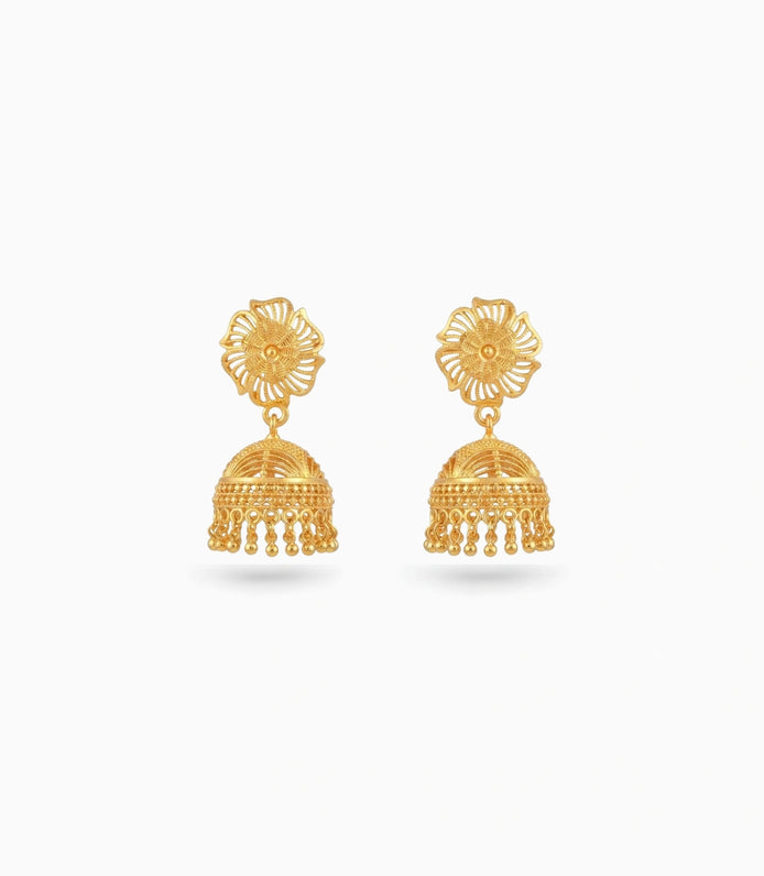 Gold Plated Precious Traditional Jhumka Earrings