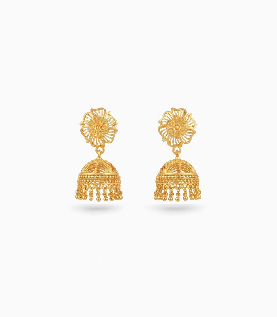 Gold Plated Precious Traditional Jhumka Earrings