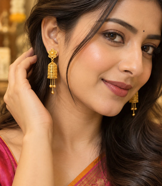 Gold Plated Traditional Festive Jhumka Earrings