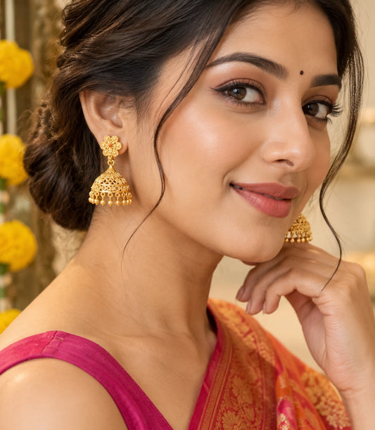 Gold Plated Festive Traditional Jhumka Earrings