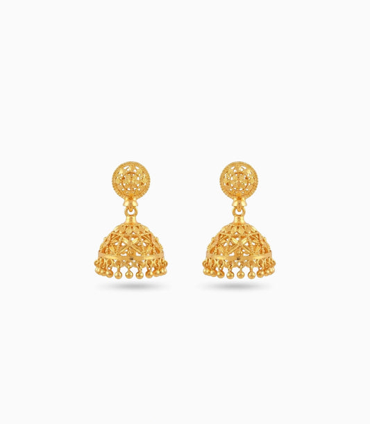 Gold Plated Delicate Traditional Jhumka Earrings