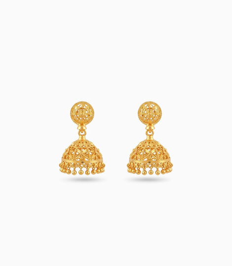 Gold Plated Delicate Traditional Jhumka Earrings