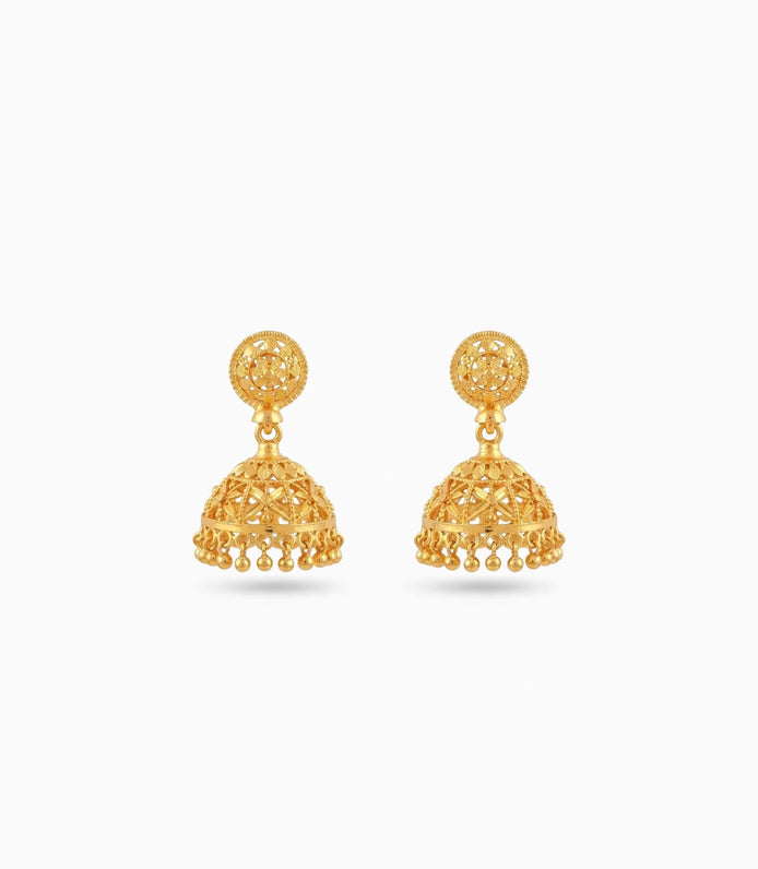 Gold Plated Delicate Traditional Jhumka Earrings