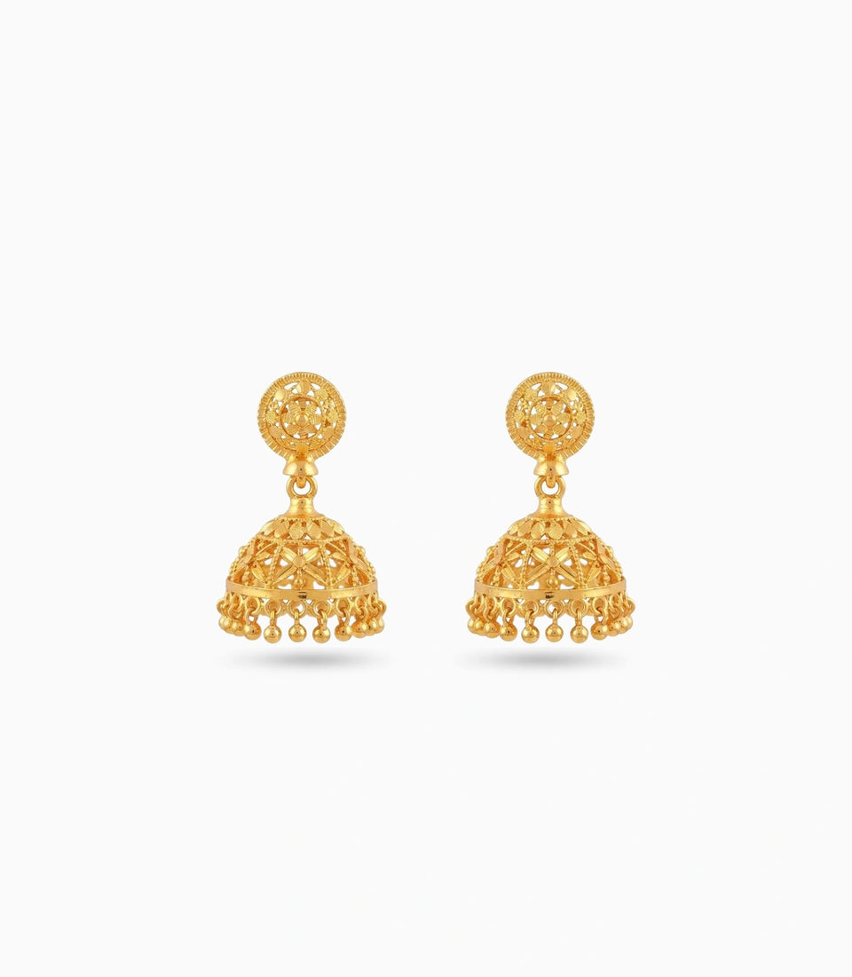 Gold Plated Delicate Traditional Jhumka Earrings