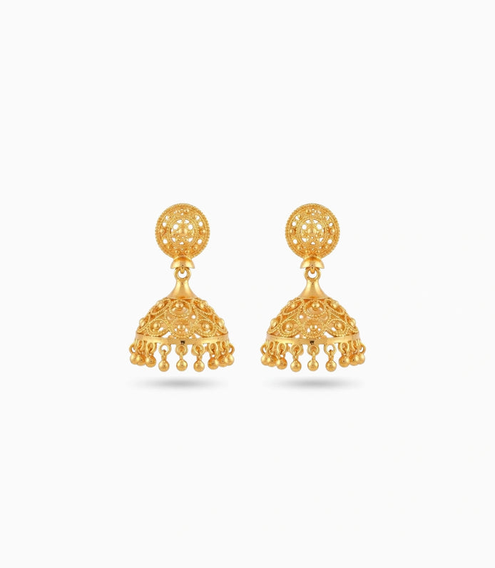 Gold Plated Casual Traditional Jhumka Earrings
