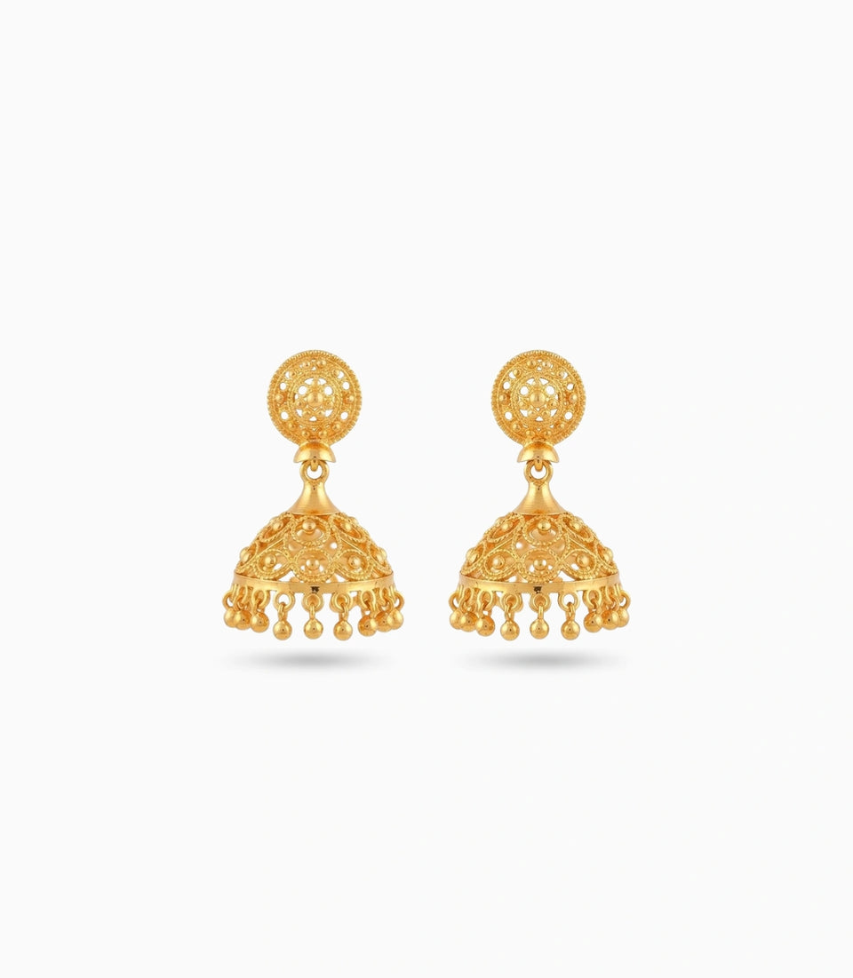 Gold Plated Casual Traditional Jhumka Earrings