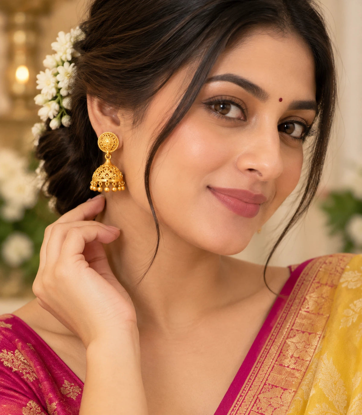 Gold Plated Casual Traditional Jhumka Earrings