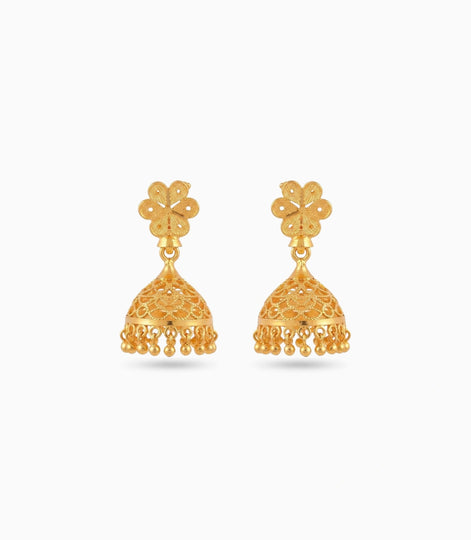 Gold Plated  Filigree Traditional Jhumka Earrings