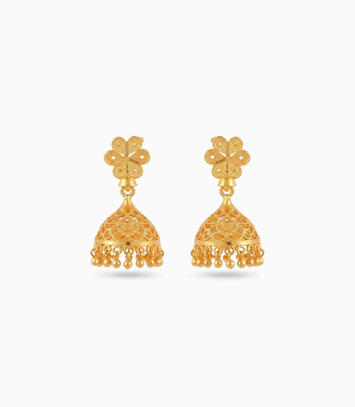 Gold Plated  Filigree Traditional Jhumka Earrings
