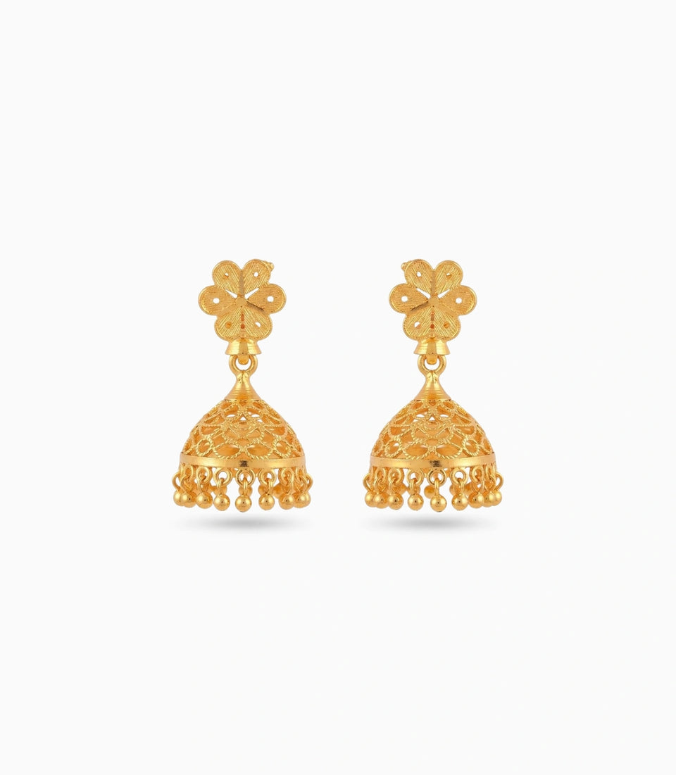 Gold Plated  Filigree Traditional Jhumka Earrings