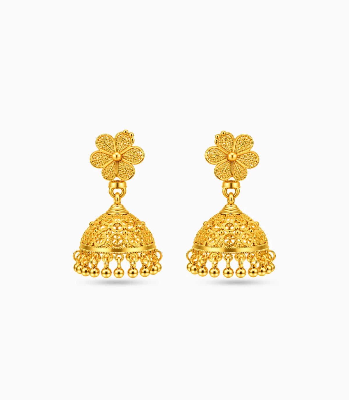 Gold Plated Filigree Traditional Jhumka Earrings