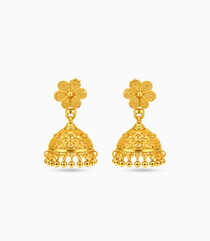 Gold Plated Filigree Traditional Jhumka Earrings