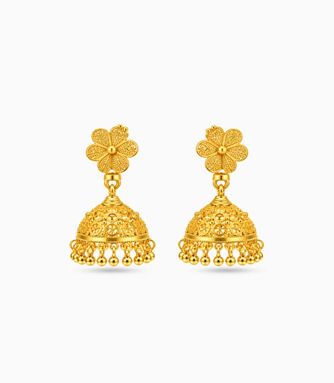 Gold Plated Filigree Traditional Jhumka Earrings