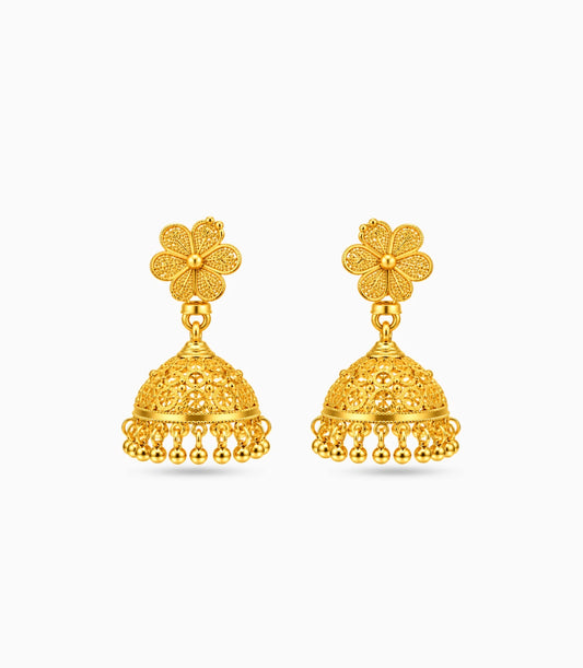 Gold Plated Filigree Traditional Jhumka Earrings