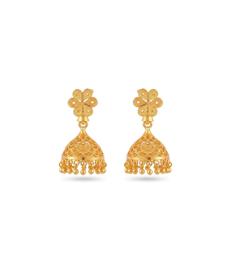 Gold Plated  Filigree Traditional Jhumka Earrings
