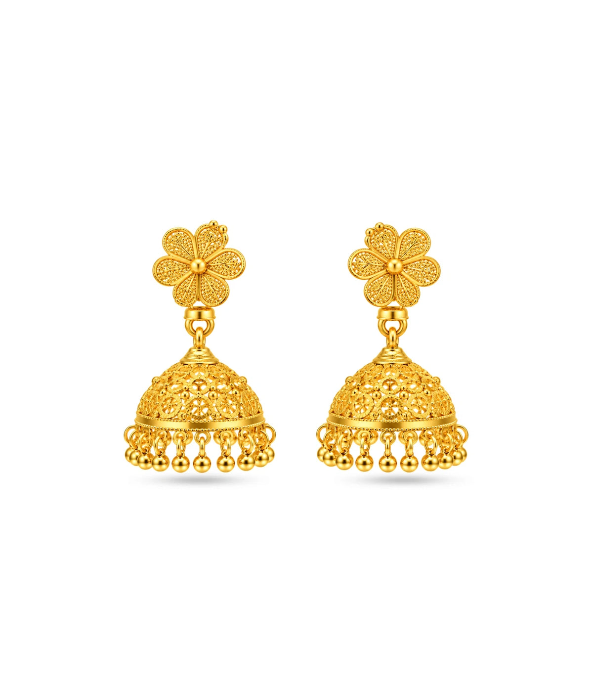 Gold Plated Filigree Traditional Jhumka Earrings