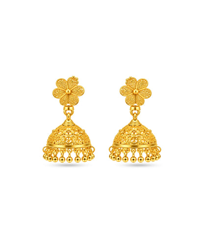 Gold Plated Filigree Traditional Jhumka Earrings