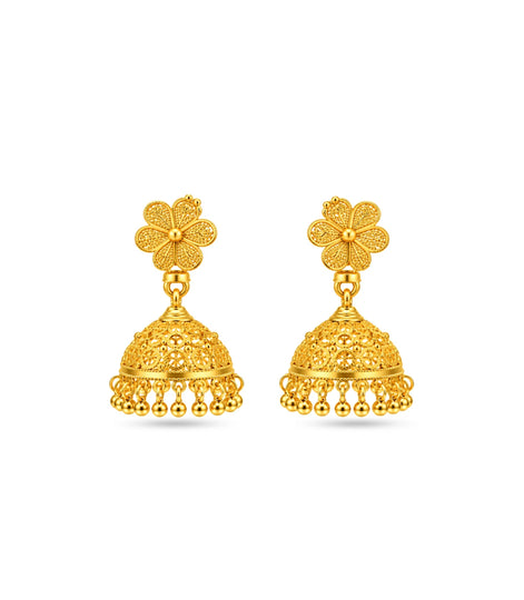 Gold Plated Filigree Traditional Jhumka Earrings