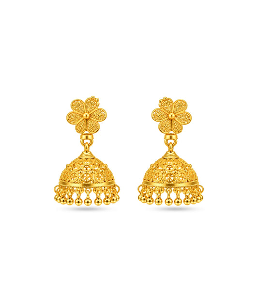 Gold Plated Filigree Traditional Jhumka Earrings