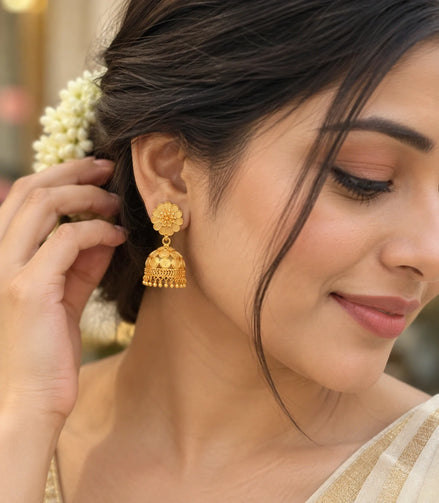 Gold Plated Latest Traditional Jhumka Earrings