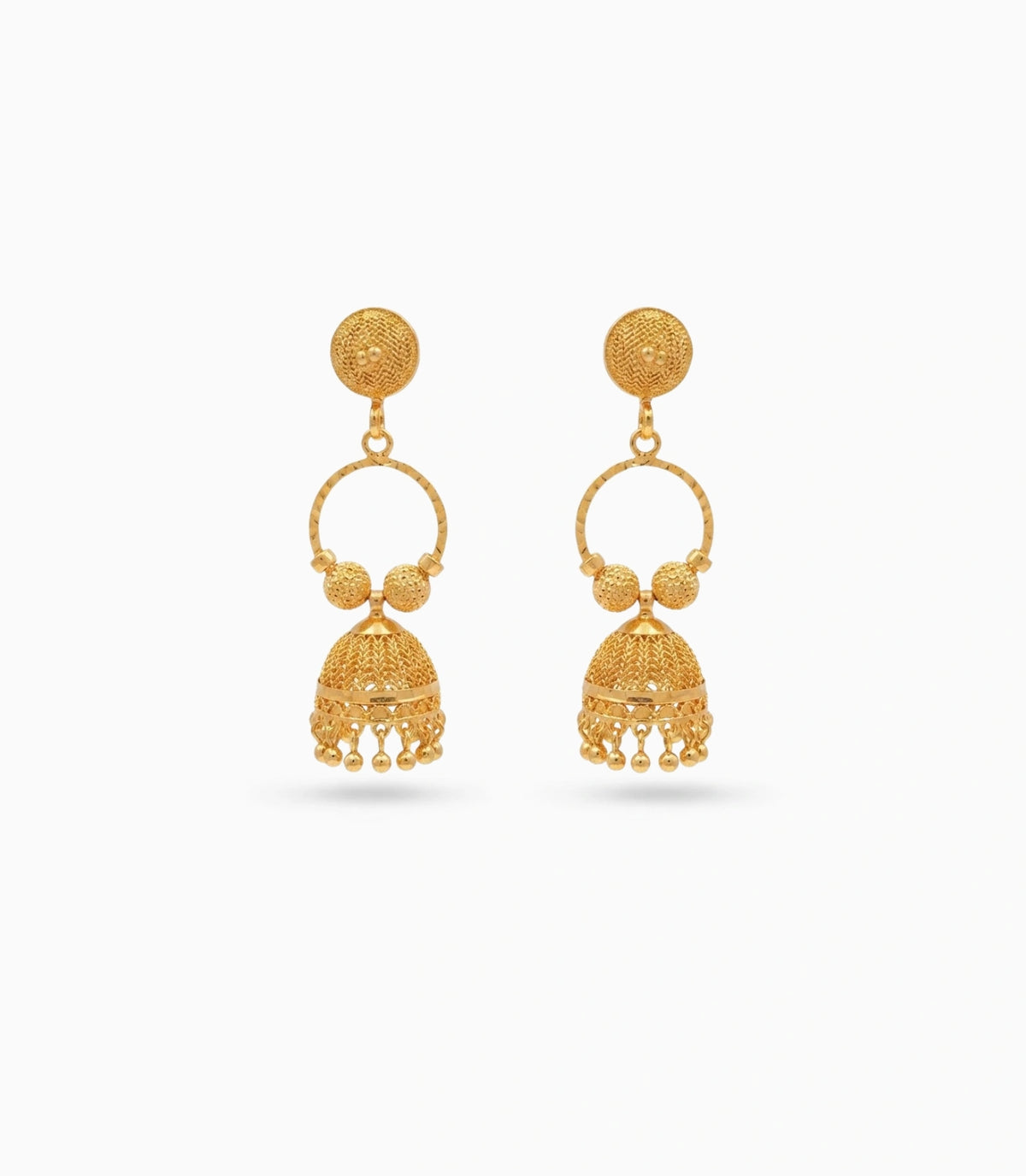 Gold Plated Ethnic Mini Ring Jhumka Earrings