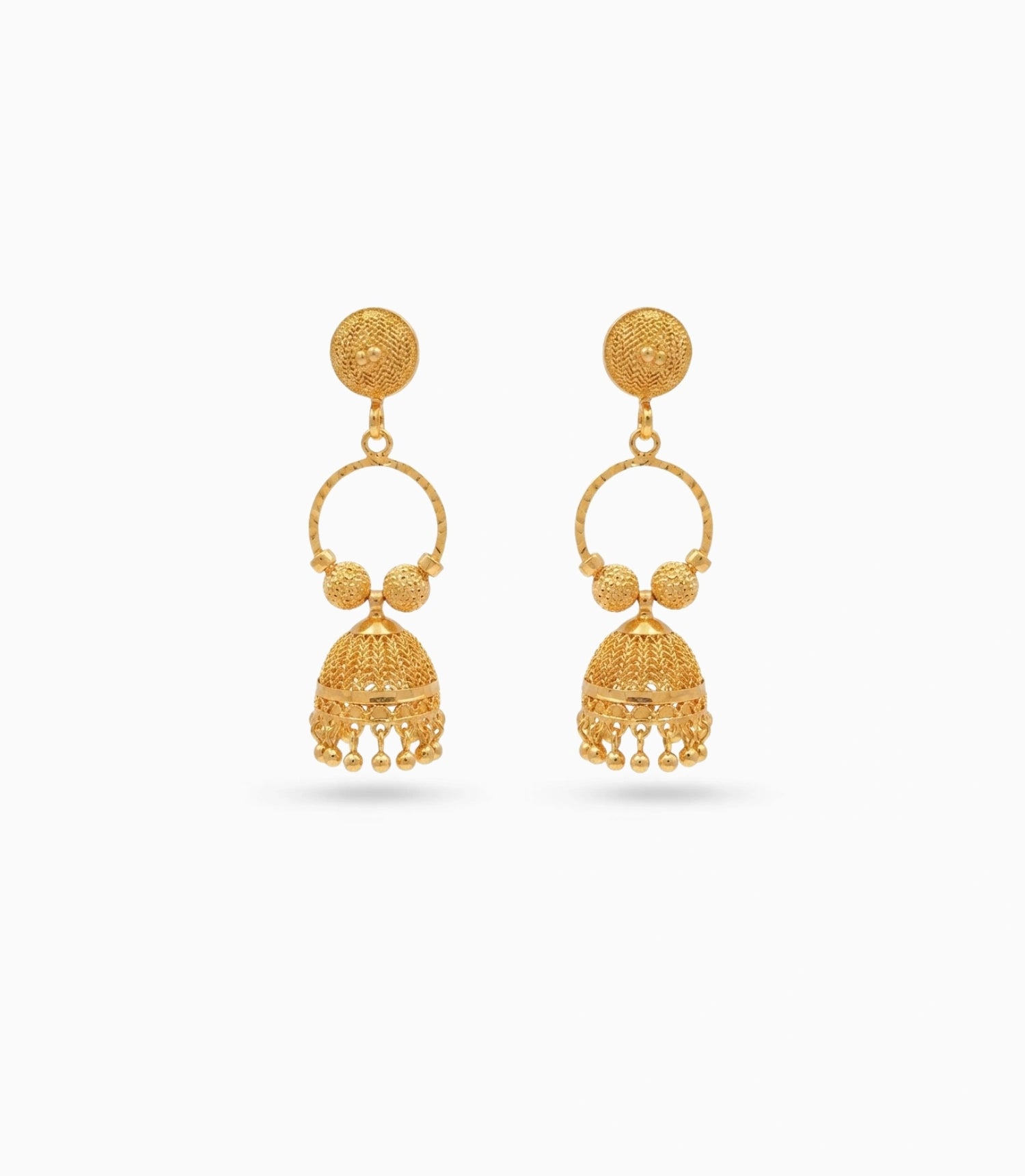 Gold Plated Ethnic Mini Ring Jhumka Earrings