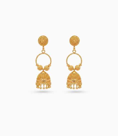 Gold Plated Ethnic Mini Ring Jhumka Earrings