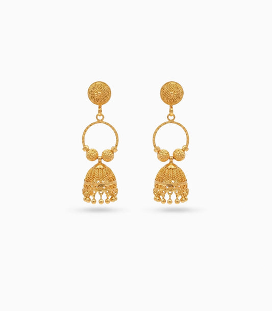 Gold Plated Ethnic Mini Ring Jhumka Earrings