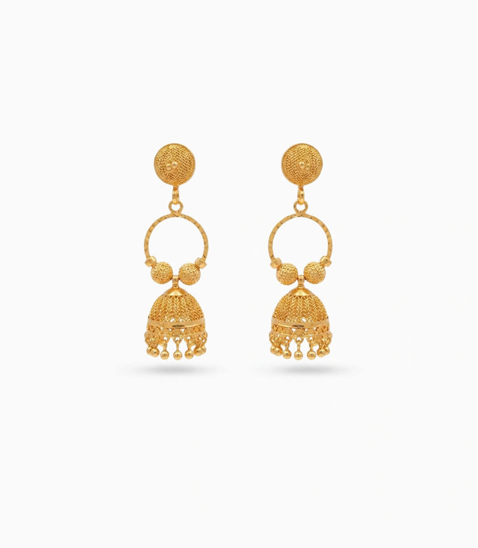 Gold Plated Ethnic Mini Ring Jhumka Earrings