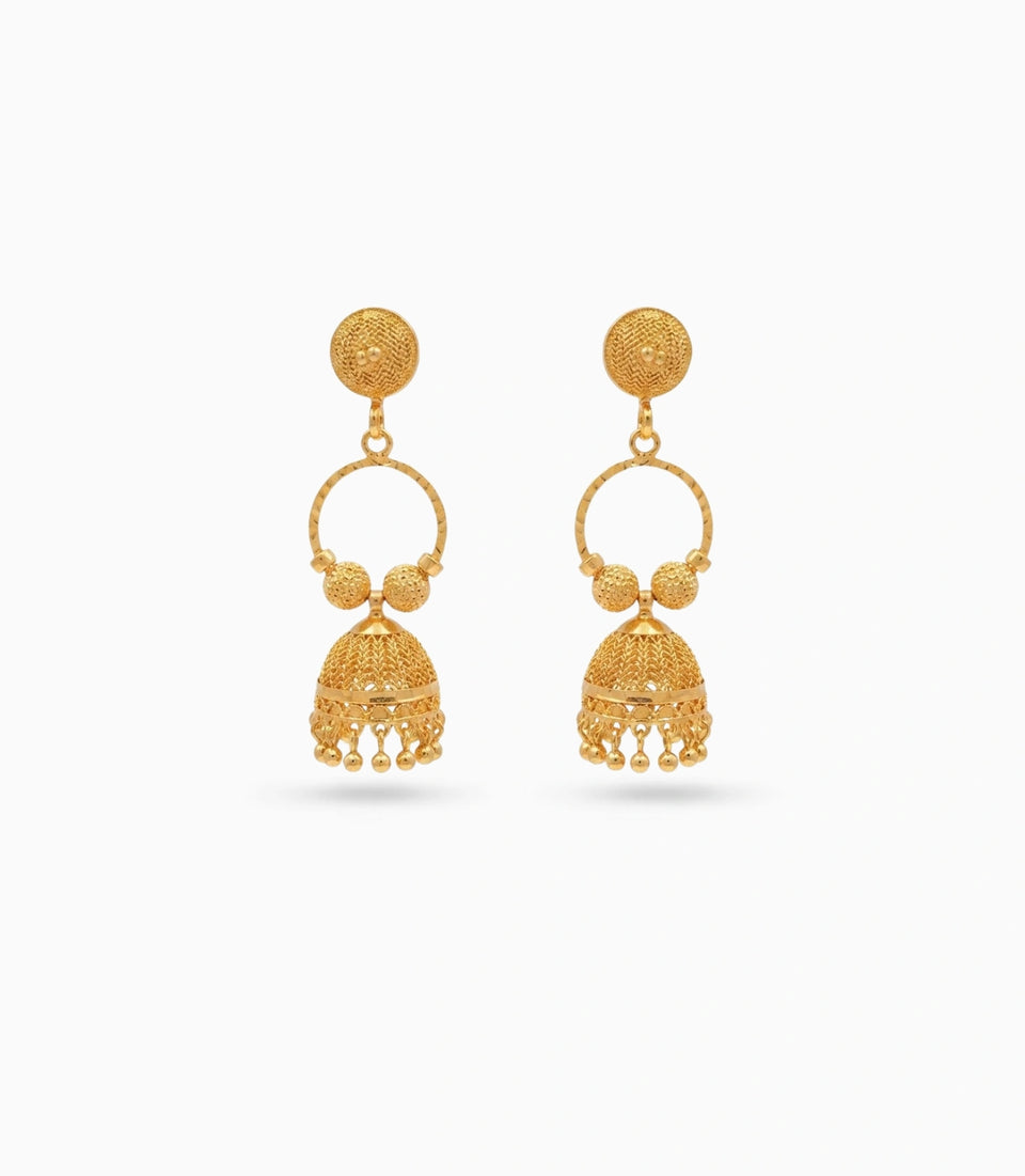 Gold Plated Ethnic Mini Ring Jhumka Earrings