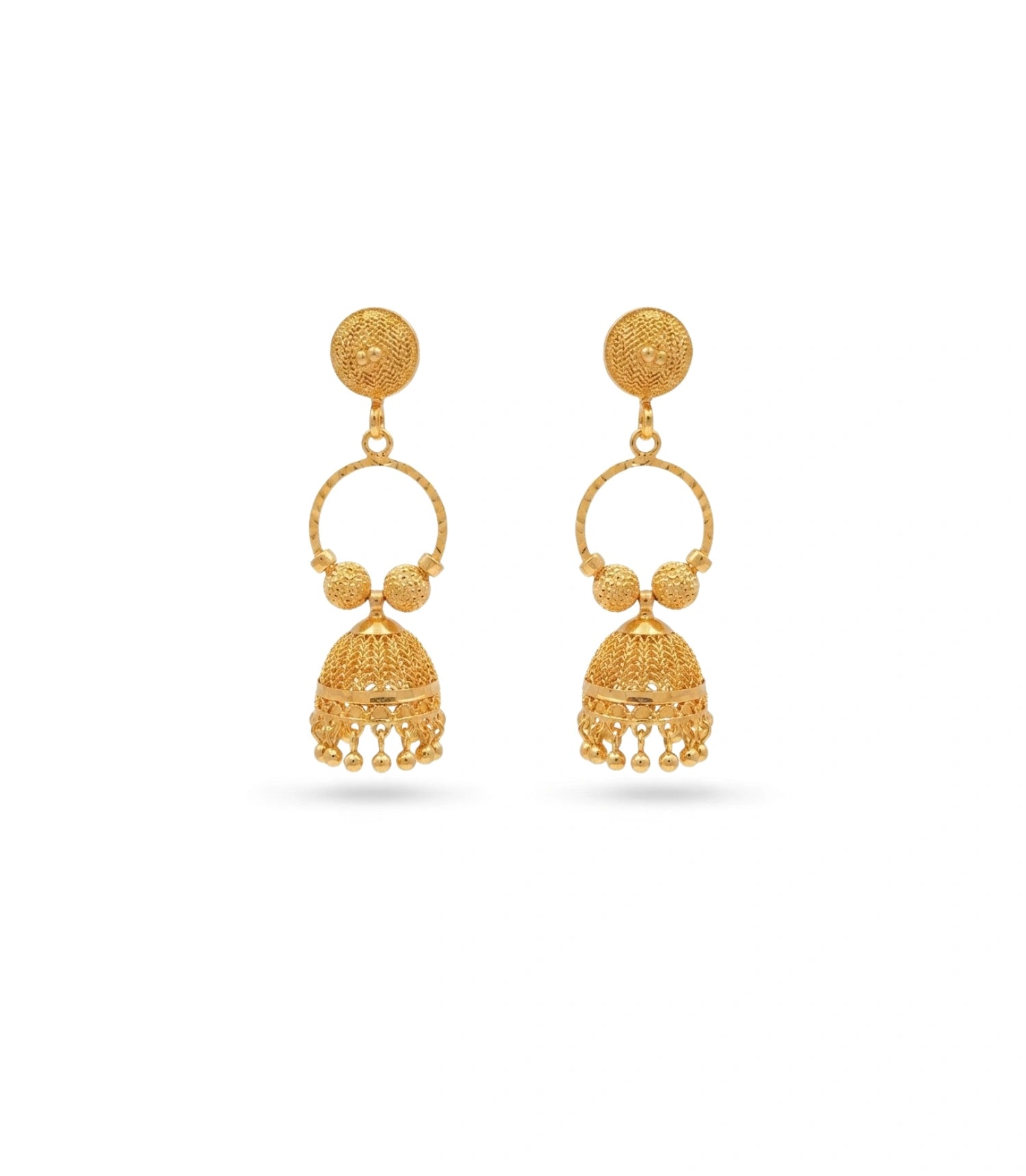 Gold Plated Ethnic Mini Ring Jhumka Earrings