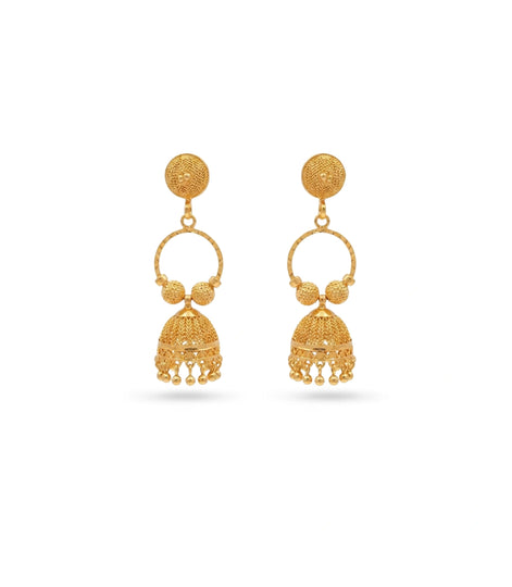Gold Plated Ethnic Mini Ring Jhumka Earrings