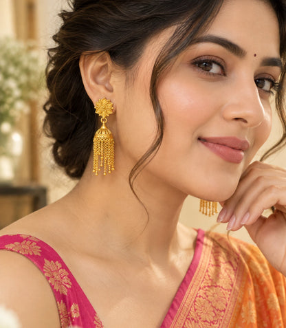 Gold Plated Ethnic Heritage Jhumka Earrings