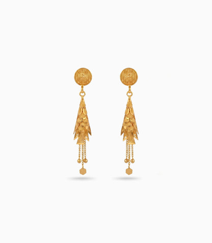 Gold Plated Ethnic Long Jhumka Earrings