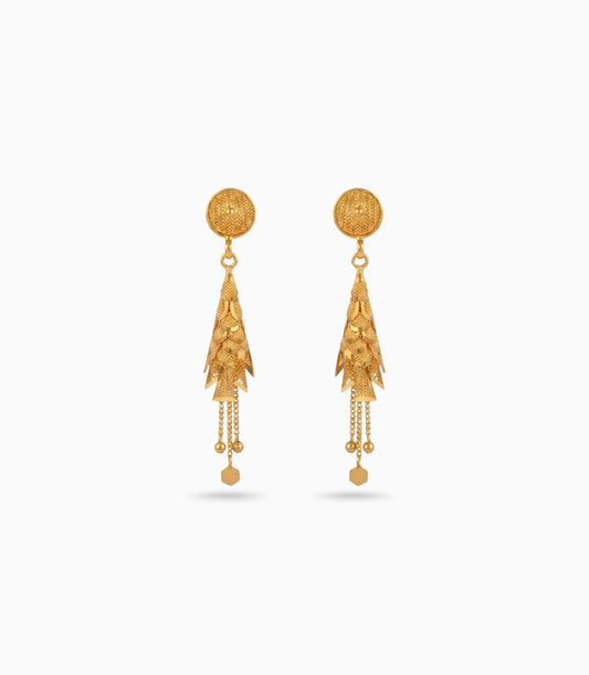 Gold Plated Ethnic Long Jhumka Earrings