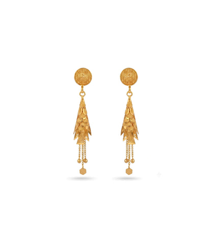 Gold Plated Ethnic Long Jhumka Earrings